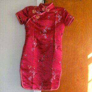 Eastern Collection East Asia Pink Cherry Blossom Chinese Silk Dress girls sz 10